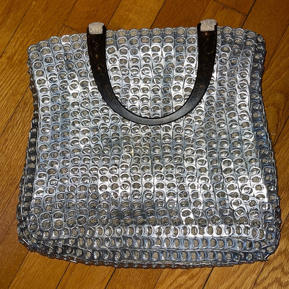 Upcycled tab top purse